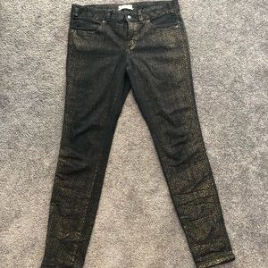 Free People Black and Gold Leopard Jeans